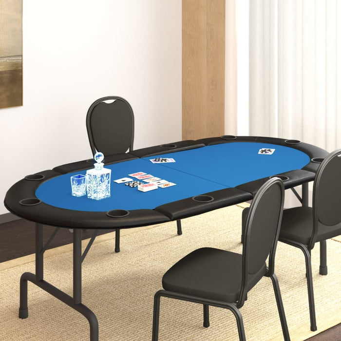 vidaXL 10-Player Folding Poker Tabletop Blue 208x106x3 cm