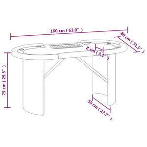 vidaXL 10-Player Poker Table with Chip Tray Green 160x80x75 cm