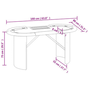 vidaXL 10-Player Poker Table with Chip Tray Blue 160x80x75 cm