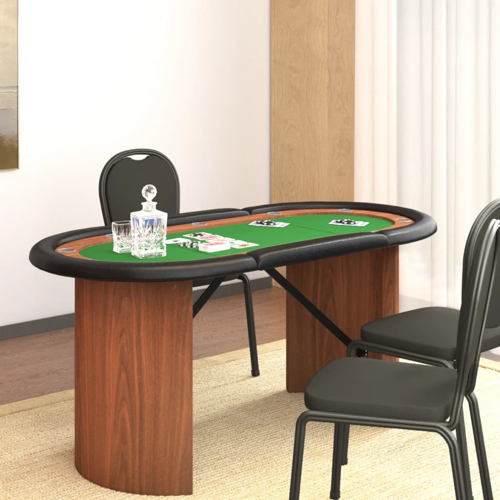 vidaXL 10-Player Poker Table Green 160x80x75 cm