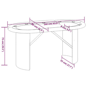 vidaXL 10-Player Poker Table Blue 160x80x75 cm