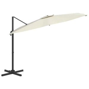 vidaXL Cantilever Umbrella with Aluminium Pole Sand White 400x300 cm