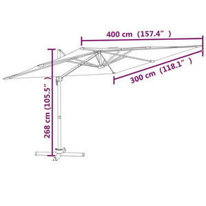 vidaXL Cantilever Umbrella with Aluminium Pole Sand White 400x300 cm