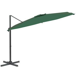 vidaXL Cantilever Umbrella with Aluminium Pole Green 400x300 cm