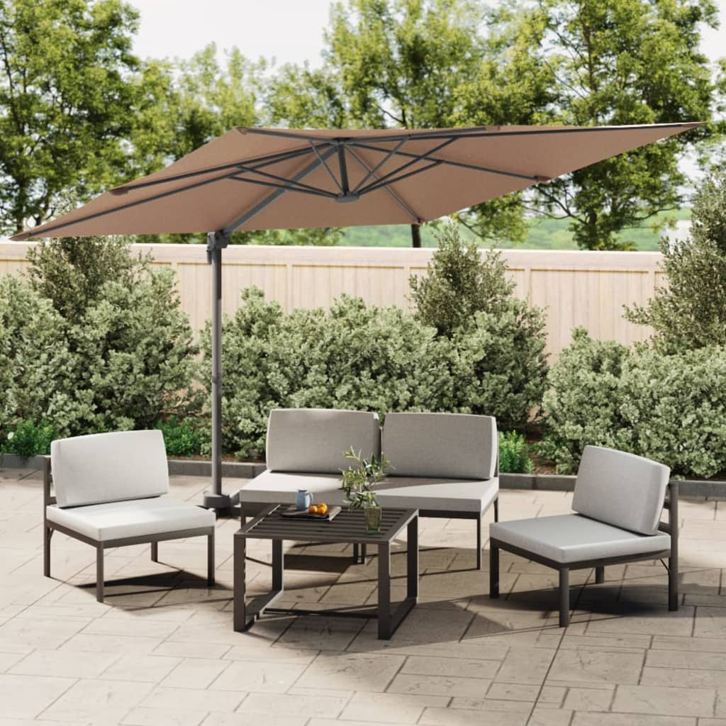 vidaXL Cantilever Garden Parasol with Aluminium Pole Taupe 400x300 cm