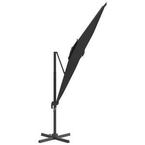 vidaXL Cantilever Umbrella with Aluminium Pole Black 300x300 cm