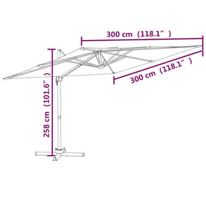 vidaXL Cantilever Umbrella with Aluminium Pole Black 300x300 cm