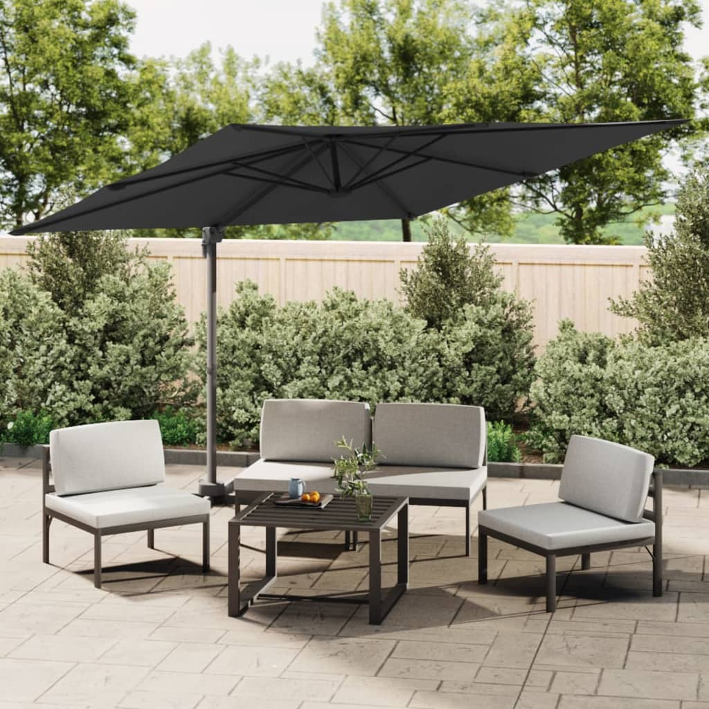 vidaXL Cantilever Garden Parasol with Aluminium Pole Black 400x300 cm