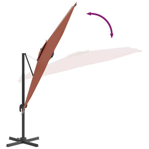 vidaXL Cantilever Umbrella with Aluminium Pole Terracotta 300x300 cm