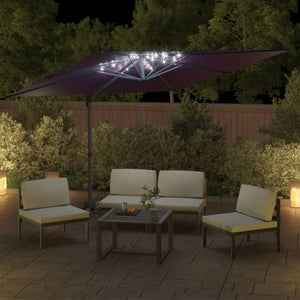 vidaXL LED Cantilever Umbrella Bordeaux Red 400x300 cm