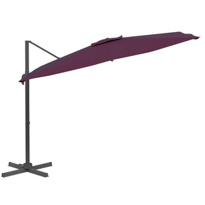 vidaXL LED Cantilever Umbrella Bordeaux Red 400x300 cm