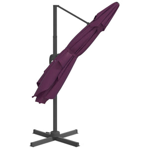 vidaXL LED Cantilever Umbrella Bordeaux Red 400x300 cm