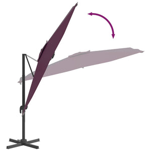 vidaXL LED Cantilever Umbrella Bordeaux Red 400x300 cm