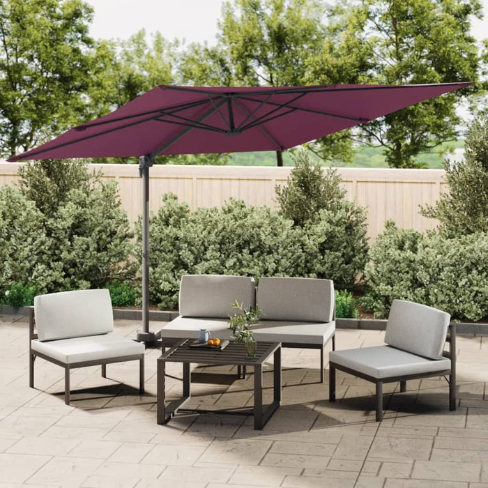 vidaXL LED Cantilever Umbrella Bordeaux Red 400x300 cm