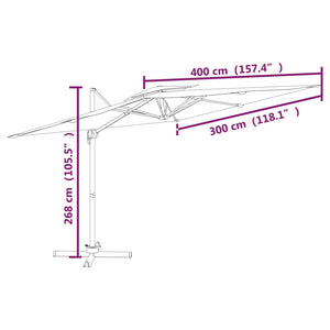 vidaXL Double Top Cantilever Umbrella Anthracite 400x300 cm