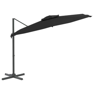 vidaXL Double Top Cantilever Umbrella Black 400x300 cm