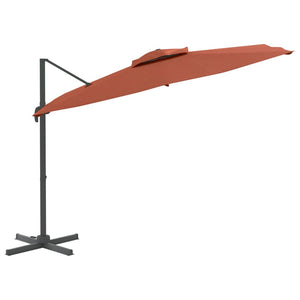 vidaXL Double Top Cantilever Umbrella Terracotta 400x300 cm