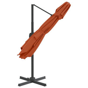 vidaXL Double Top Cantilever Umbrella Terracotta 400x300 cm