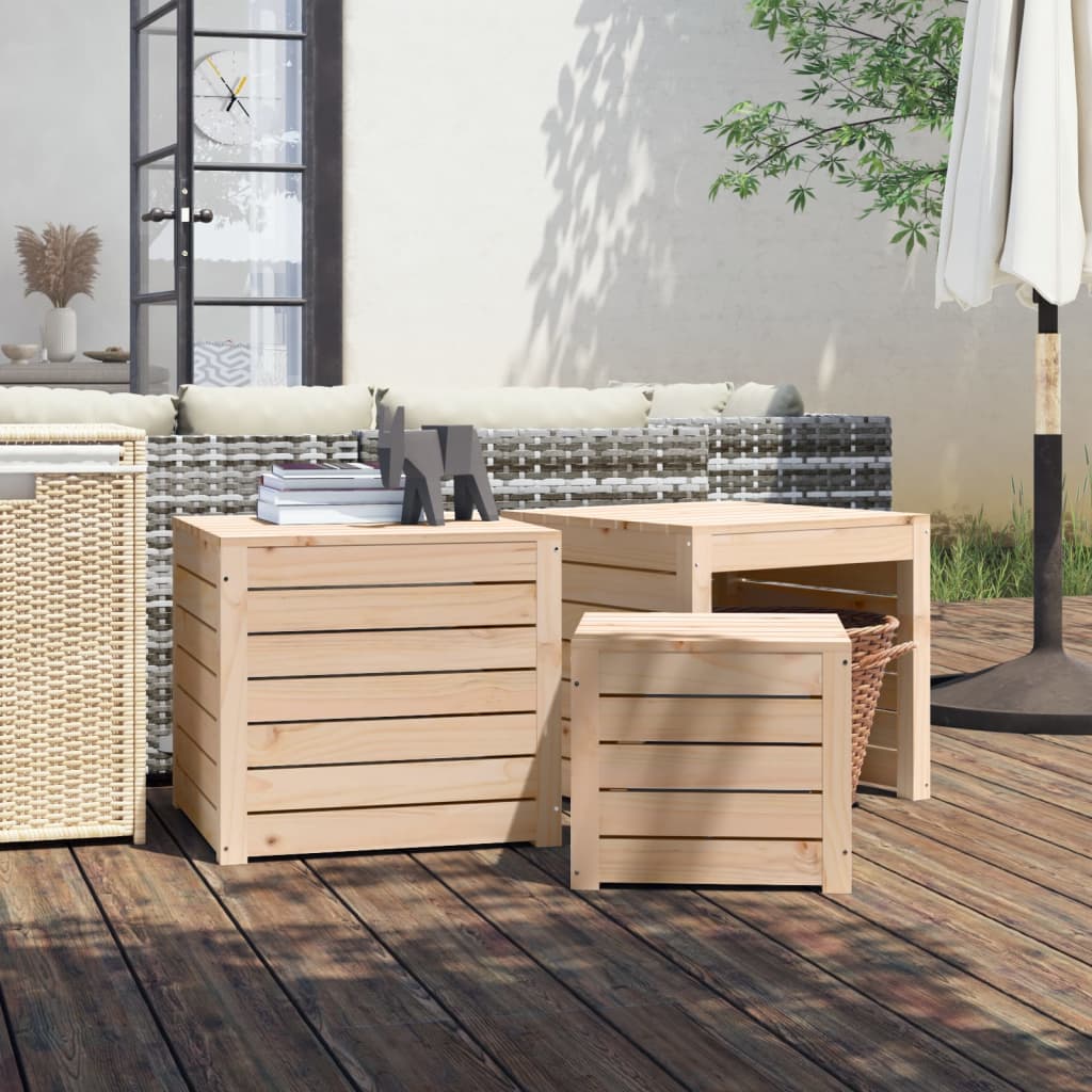 vidaXL 3 Piece Garden Box Set Solid Wood Pine