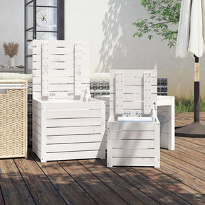 vidaXL 3 Piece Garden Box Set White Solid Wood Pine