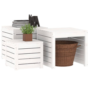 vidaXL 3 Piece Garden Box Set White Solid Wood Pine