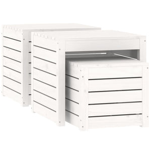 vidaXL 3 Piece Garden Box Set White Solid Wood Pine