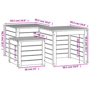 vidaXL 3 Piece Garden Box Set White Solid Wood Pine