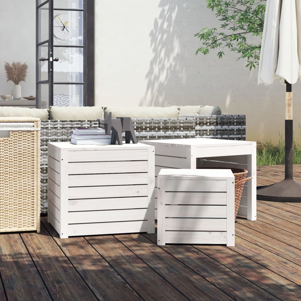 vidaXL 3 Piece Garden Box Set White Solid Wood Pine