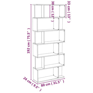 vidaXL Book Cabinet/Room Divider Grey Sonoma 80x24x192 cm Engineered Wood