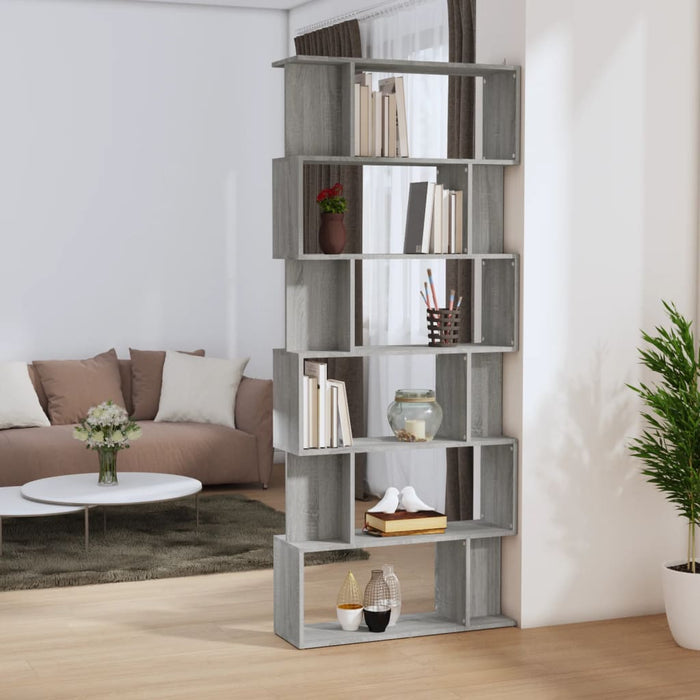 vidaXL Book Cabinet/Room Divider Grey Sonoma 80x24x192 cm Engineered Wood