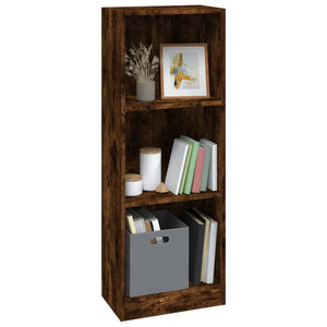 vidaXL 3-Tier Book Cabinet Smoked Oak 40x24x109 cm Engineered Wood