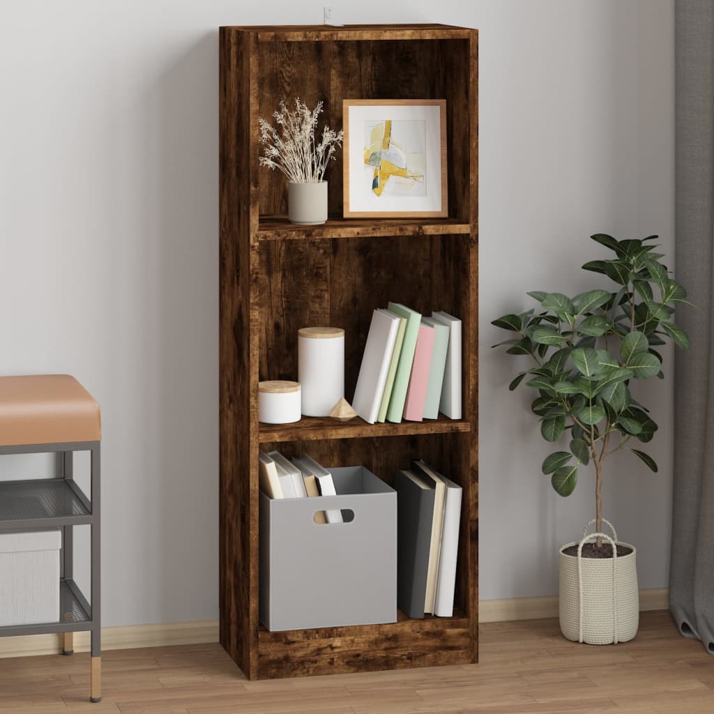 vidaXL 3-Tier Book Cabinet Smoked Oak 40x24x109 cm Engineered Wood