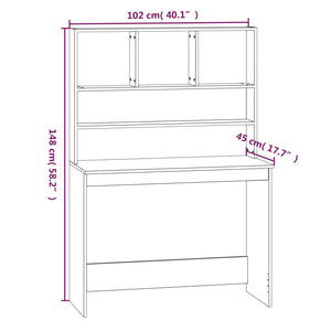 vidaXL Desk with Shelves White 102x45x148 cm Engineered Wood