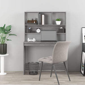 vidaXL Desk with Shelves Grey Sonoma 102x45x148 cm Engineered Wood