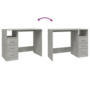 vidaXL Desk with Drawers Concrete Grey 102x50x76 cm Engineered Wood