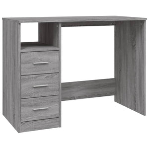 vidaXL Desk with Drawers Grey Sonoma 102x50x76 cm Engineered Wood