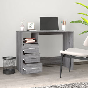 vidaXL Desk with Drawers Grey Sonoma 102x50x76 cm Engineered Wood