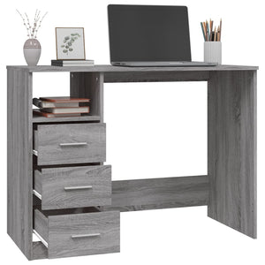 vidaXL Desk with Drawers Grey Sonoma 102x50x76 cm Engineered Wood