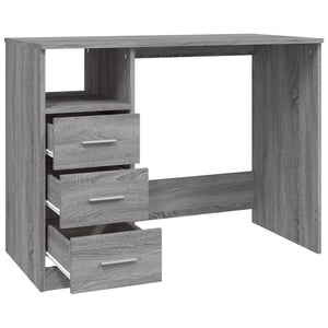 vidaXL Desk with Drawers Grey Sonoma 102x50x76 cm Engineered Wood