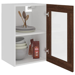 vidaXL Hanging Glass Cabinet Brown Oak 40x31x60 cm Engineered Wood