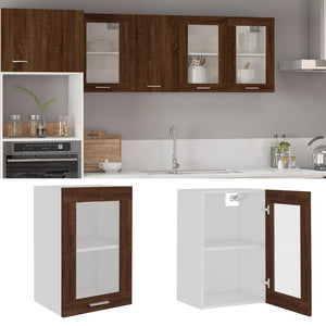 vidaXL Hanging Glass Cabinet Brown Oak 40x31x60 cm Engineered Wood