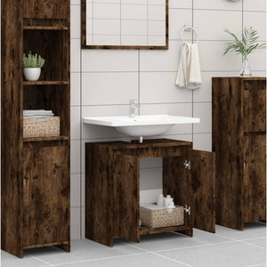 vidaXL Bathroom Cabinet Smoked Oak 60x33x61 cm Engineered Wood