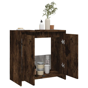 vidaXL Bathroom Cabinet Smoked Oak 60x33x61 cm Engineered Wood