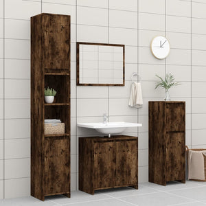 vidaXL Bathroom Cabinet Smoked Oak 60x33x61 cm Engineered Wood
