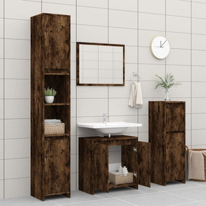 vidaXL Bathroom Cabinet Smoked Oak 60x33x61 cm Engineered Wood