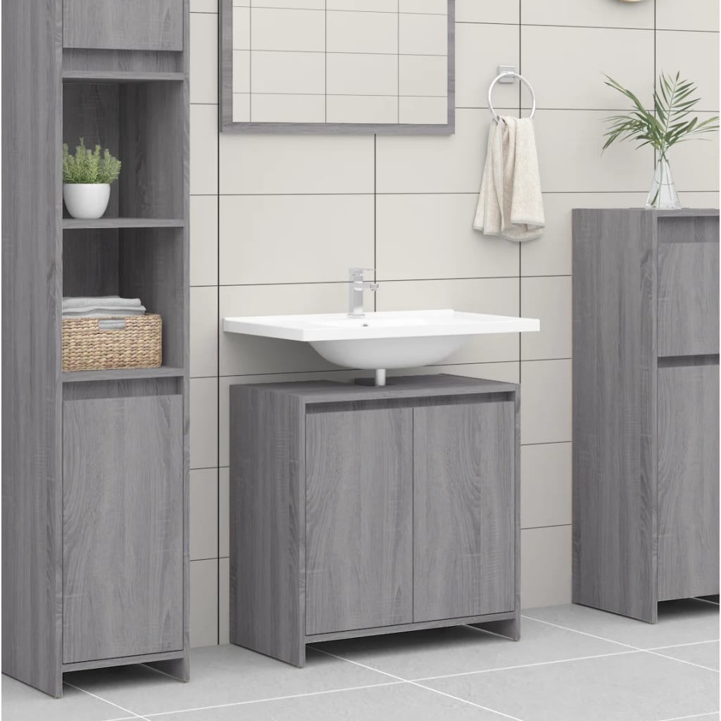 vidaXL Bathroom Cabinet Grey Sonoma 60x33x61 cm Engineered Wood