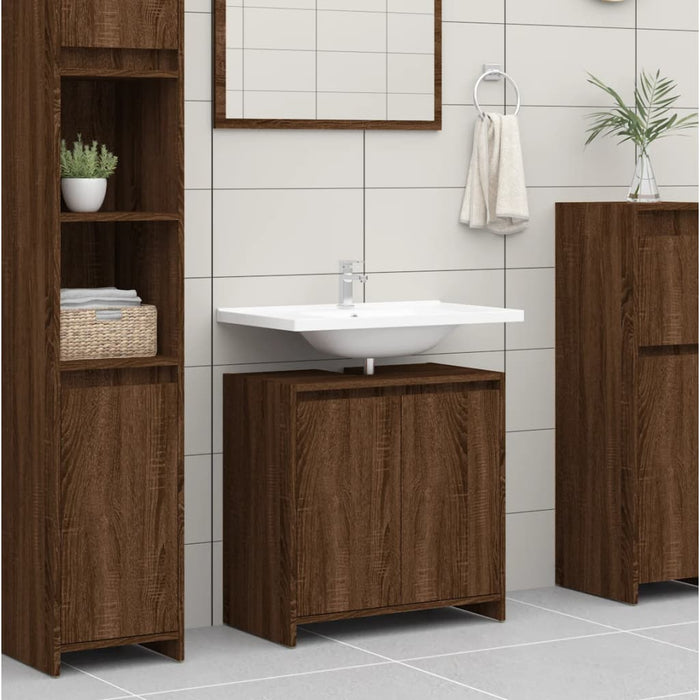 vidaXL Bathroom Cabinet Brown Oak 60x33x61 cm Engineered Wood