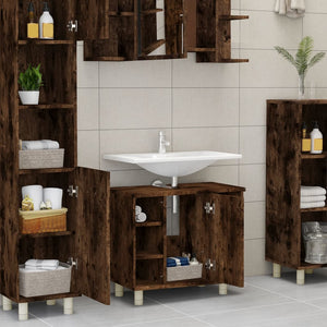 vidaXL Bathroom Cabinet Smoked Oak 60x32x53.5 cm Engineered Wood