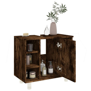 vidaXL Bathroom Cabinet Smoked Oak 60x32x53.5 cm Engineered Wood