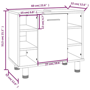 vidaXL Bathroom Cabinet Smoked Oak 60x32x53.5 cm Engineered Wood